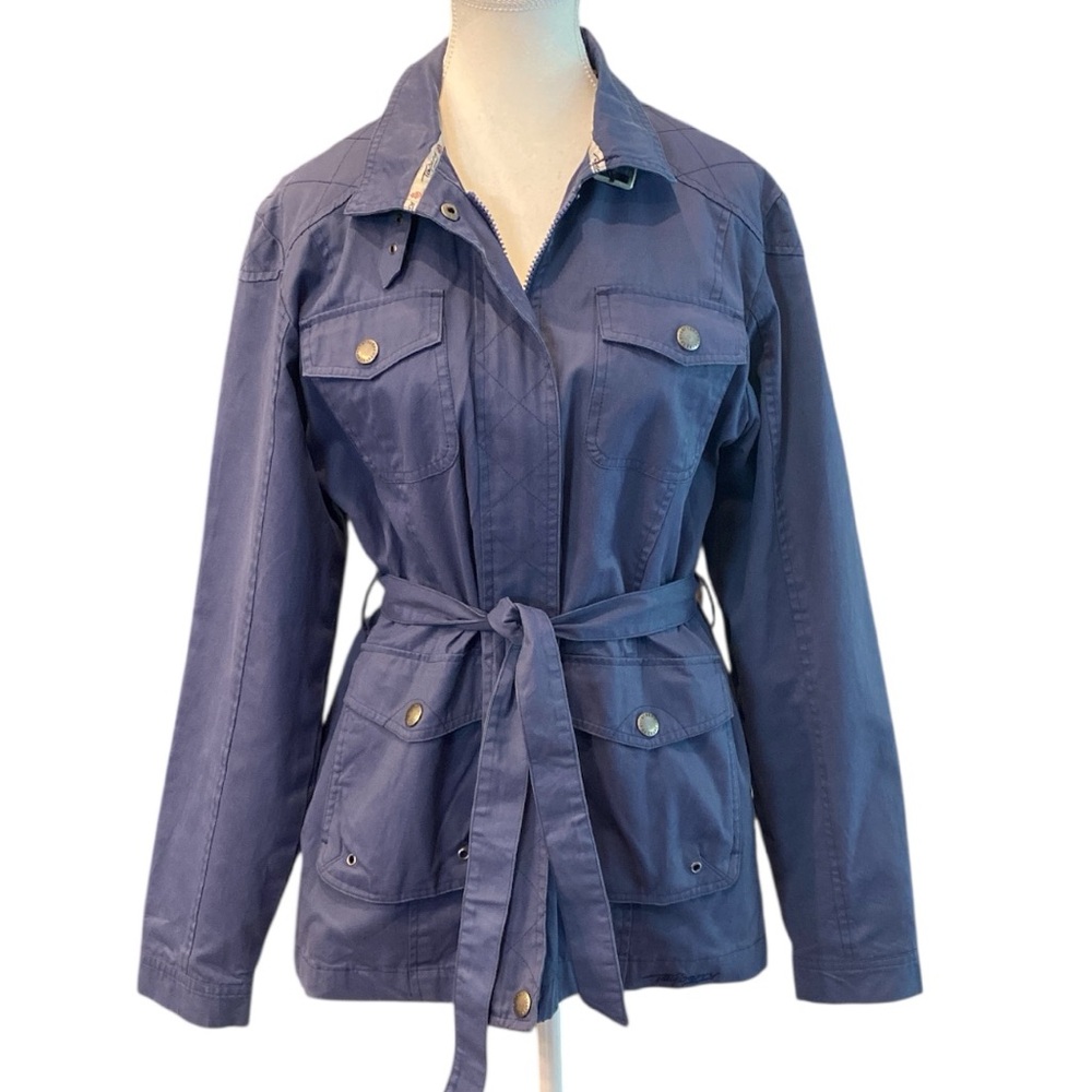 Tayberry Women’s Jacket Dusty Indigo Utility Belted Field Safari Coat‎ -UK Sz 12